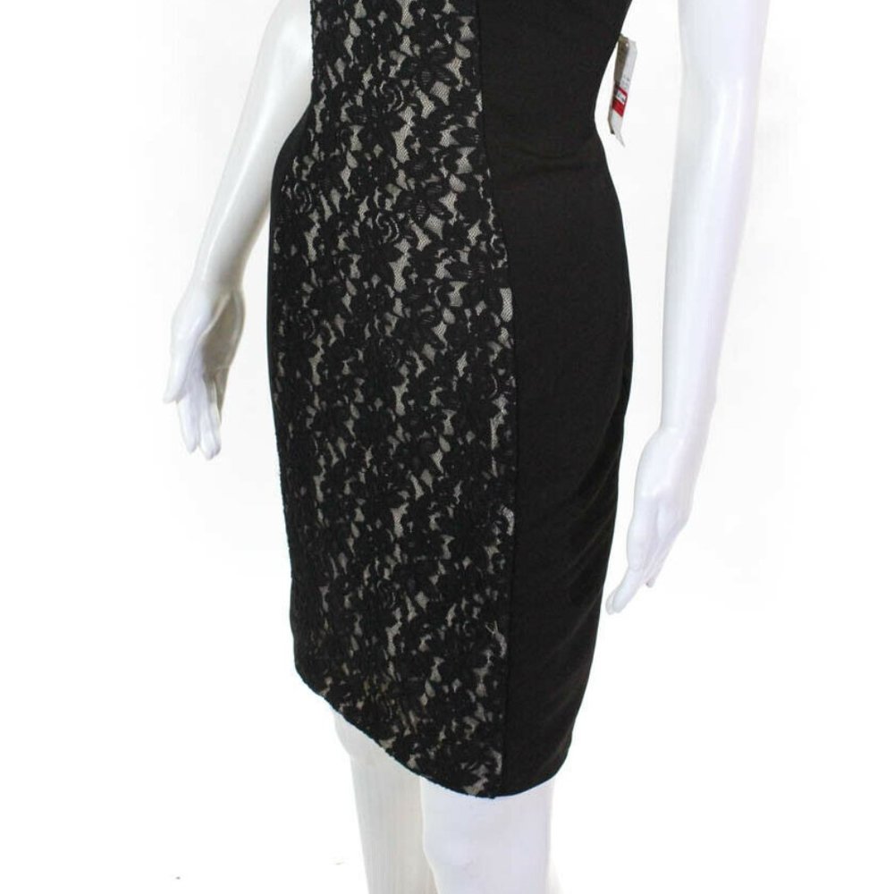 Alexia Admor Lace Contrast Sheath Dress Black XS - Picture 3 of 7